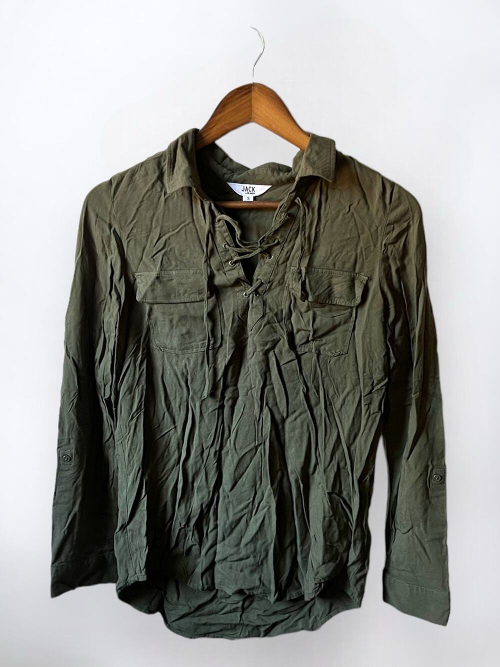 Jack by BB Dakota Olive Green Utility Blouse
